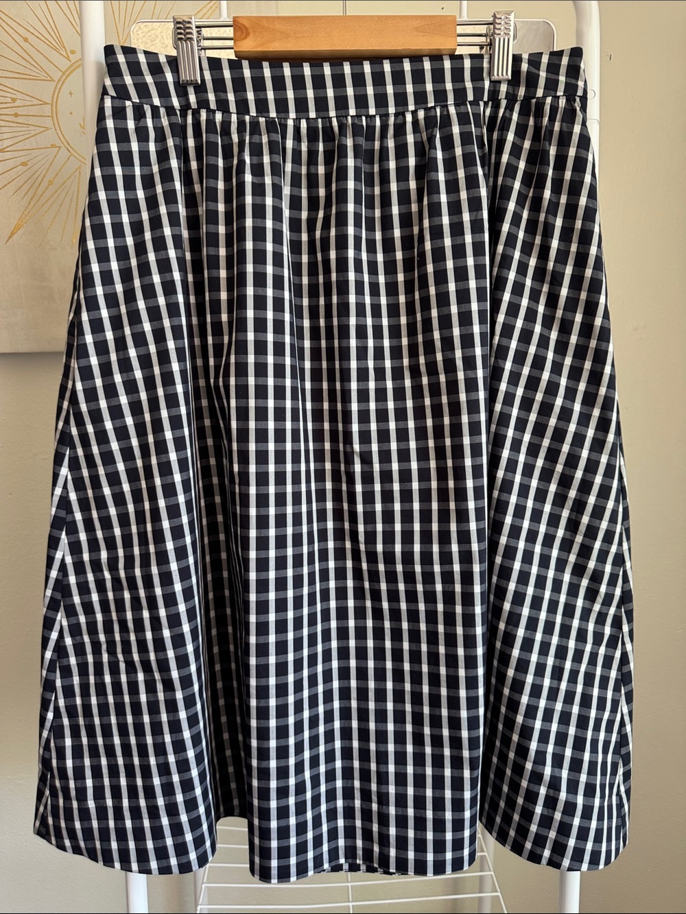1901 Black and White Gingham A-Line Skirt Medium